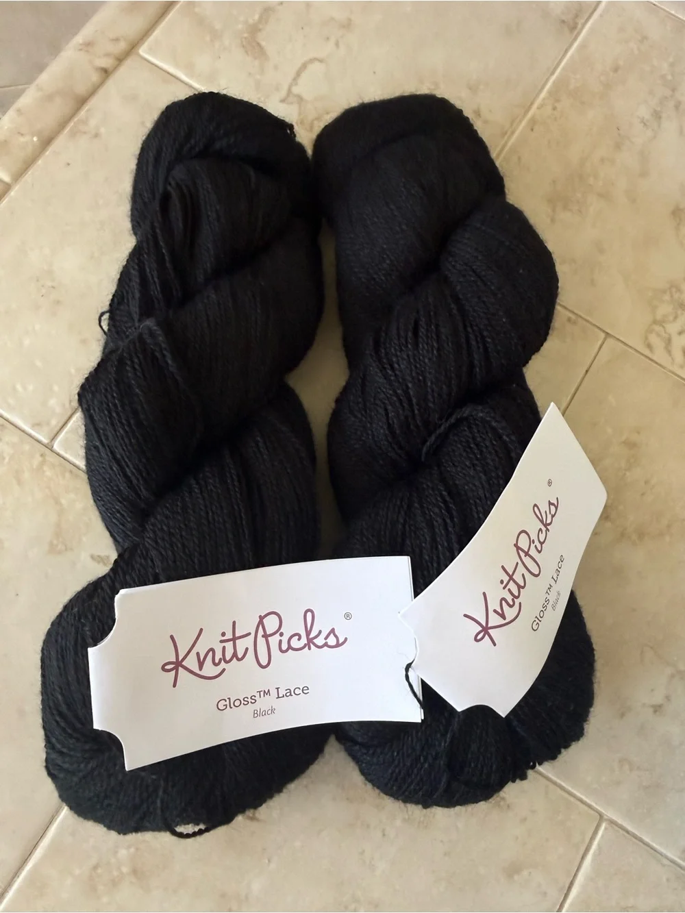 Knit Picks Gloss Lace Merino Wool/Silk Blend Yarn - Black
